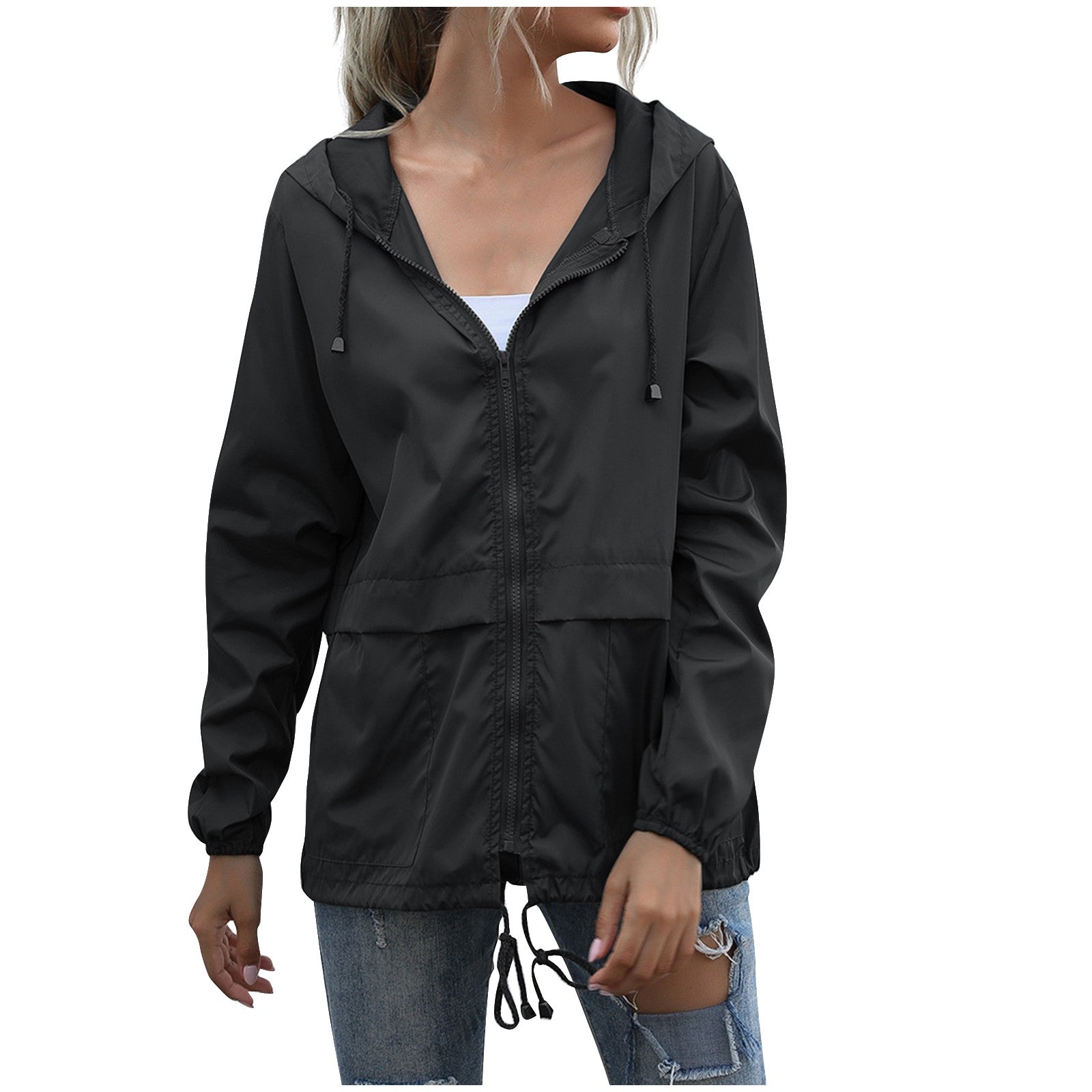 Women's Windbreaker Jacket - Lightweight Hooded & Weather-Ready
