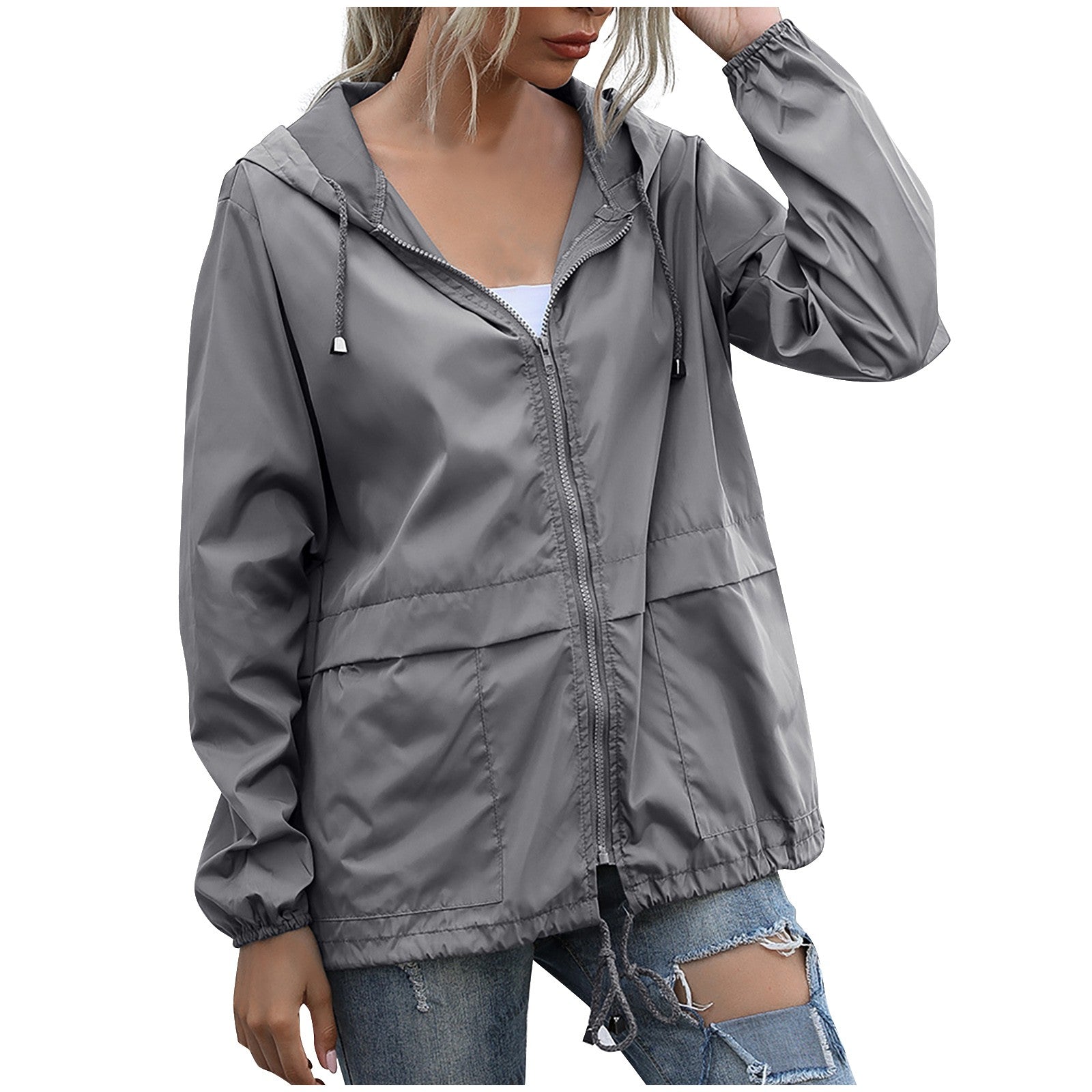Women's Windbreaker Jacket - Lightweight Hooded & Weather-Ready